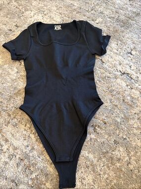 Classic Black Scoop-Neck Short-Sleeve Bodysuit